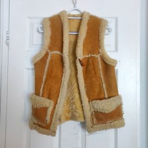 1970s Shearling Brown Suede Vest
